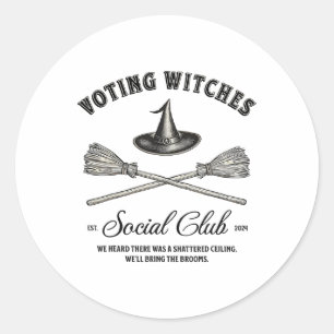 Halloween Witchy Stemmen Heksen Voor Kamala Femini Ronde Sticker