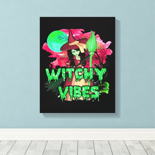 Halloween Witchy Vibes Canvas Afdruk (Insitu (Houten vloer))