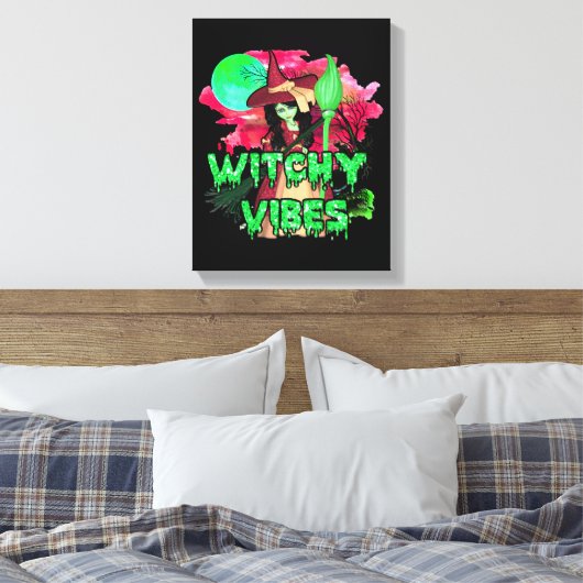 Halloween Witchy Vibes Canvas Afdruk (Insitu (Slaapkamer))