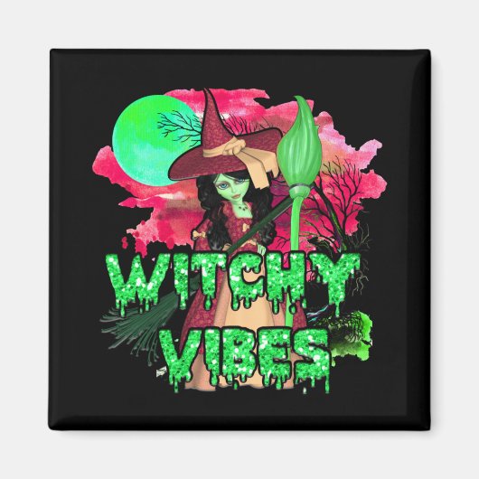 Halloween Witchy Vibes Magneet (Voorkant)