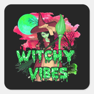 Halloween Witchy Vibes Vierkante Sticker