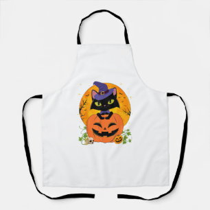 Halloween Witchy Zwart Kat En Pompoen Meisjes Vrou Schort