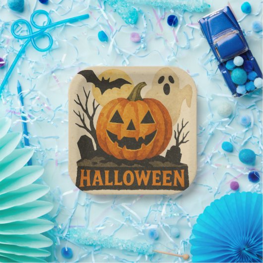 Halloween with a sensual collage technique papieren bordje (Feest)