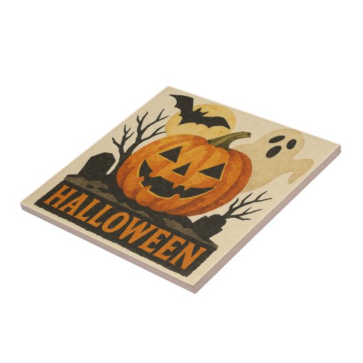 Halloween with a sensual collage technique tegeltje (Zijkant)