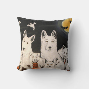 Halloween Witte Duitse Herder Hond Familiekussen Kussen