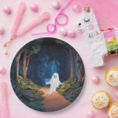 Halloween witte geest in bos papieren bordje (Feest)