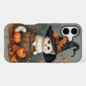 Halloween witte kat iPhone hoesje (Achterkant horizontaal)