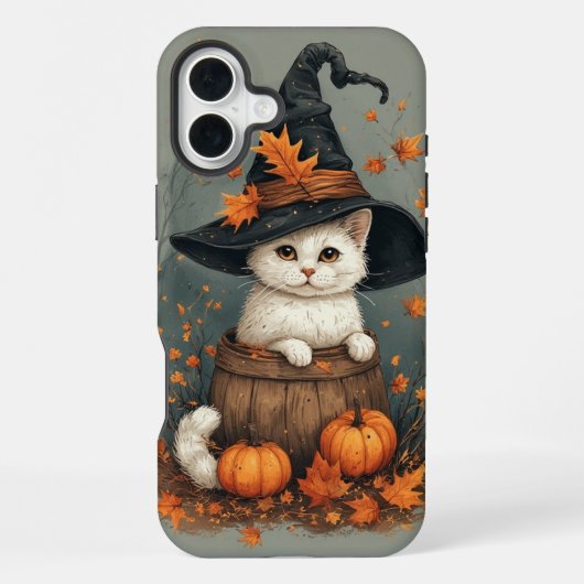 Halloween witte kat iPhone hoesje (Achterkant)