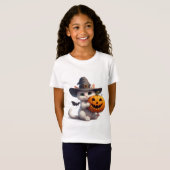 Halloween Witte Kitten Jack O Lantern Pompoen 🦇 T-shirt (Voorkant volledig)