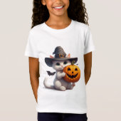 Halloween Witte Kitten Jack O Lantern Pompoen 🦇 T-shirt (Voorkant)