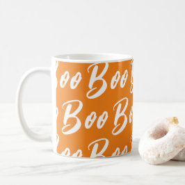 Halloween witte oranje boo tekstpatroon koffiemok