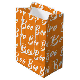 Halloween witte oranje boo tekstpatroon medium cadeauzakje