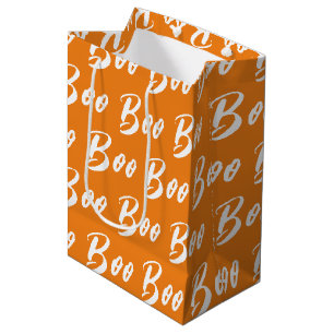 Halloween witte oranje boo tekstpatroon medium cadeauzakje