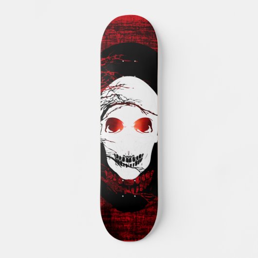 Halloween witte schedel met magie rood licht skateboard (Voorkant)