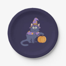 Halloween Wizard Cat met pompoen