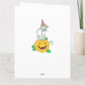 Halloween Wizard Cat op Pumpkin Kaart (Achterkant)