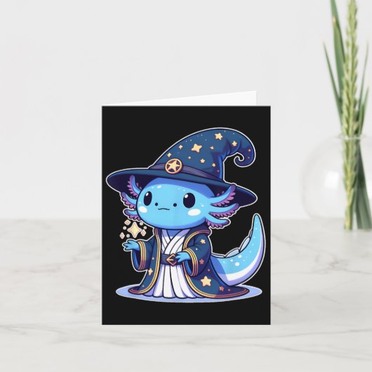 Halloween Wizard Funny Axolotl Kaart (Voorkant)