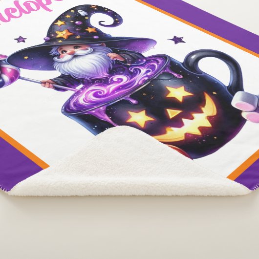 Halloween Wizard in Pumpkin Mok Lollipop Magic Sherpa Deken (3/4)