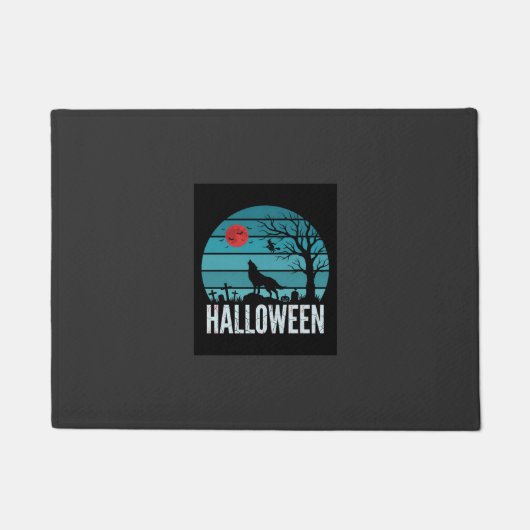 Halloween Wolf Kerkhof Maan Vector Deurmat (Voorkant)