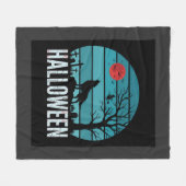 Halloween Wolf Kerkhof Maan Vector Fleece Deken (Voorkant (Horizontaal))
