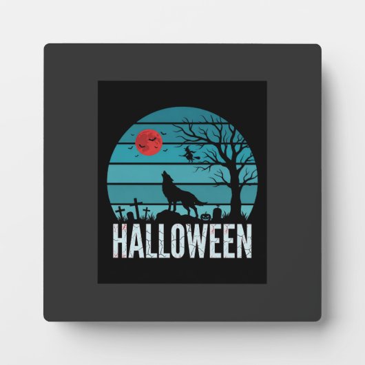 Halloween Wolf Kerkhof Maan Vector Fotoplaat (Voorkant)