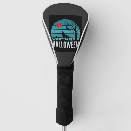 Halloween Wolf Kerkhof Maan Vector Golfheadcover (Voorkant)
