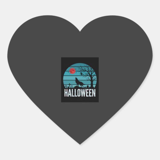 Halloween Wolf Kerkhof Maan Vector Hart Sticker (Voorkant)