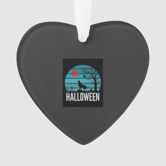 Halloween Wolf Kerkhof Maan Vector Ornament (voorkant)