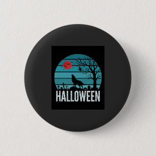Halloween Wolf Kerkhof Maan Vector Ronde Button 5,7 Cm