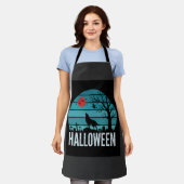 Halloween Wolf Kerkhof Maan Vector Schort (Gedragen)