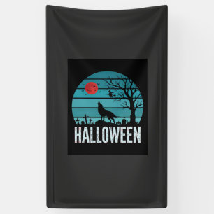 Halloween Wolf Kerkhof Maan Vector Spandoek
