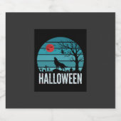 Halloween Wolf Kerkhof Maan Vector Sparkling Wijnetiket (Enkel label)