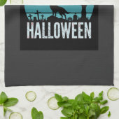 Halloween Wolf Kerkhof Maan Vector Theedoek (Gevouwen)