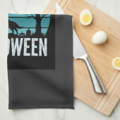 Halloween Wolf Kerkhof Maan Vector Theedoek (Quarter Fold)