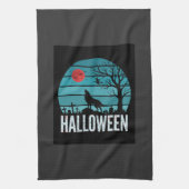 Halloween Wolf Kerkhof Maan Vector Theedoek (Verticaal)