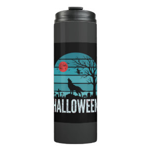Halloween Wolf Kerkhof Maan Vector Thermosbeker
