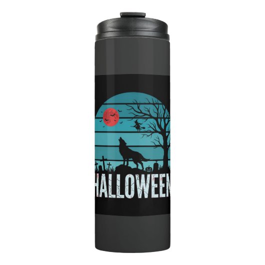 Halloween Wolf Kerkhof Maan Vector Thermosbeker (Voorkant)