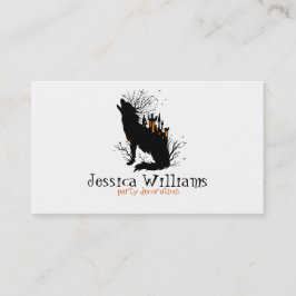 Halloween Wolf Met Spooky Castle Visitekaartje