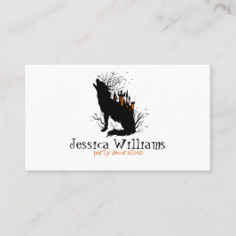 Halloween Wolf Met Spooky Castle Visitekaartje