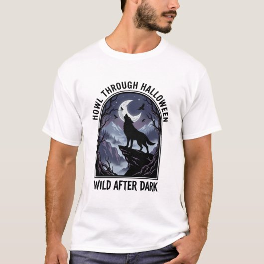 Halloween Wolf Moon Wildernis T-shirt (Voorkant)