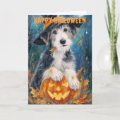 Halloween Wolfhound Dog Feestdagen Kaart (Voorkant)