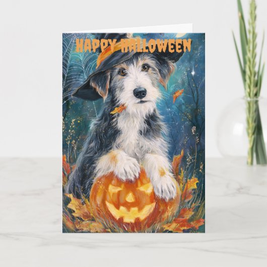 Halloween Wolfhound Hond Feestdagen Kaart (Voorkant)