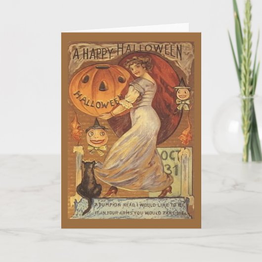 Halloween  Woman en Jack o' Lantern Kaart (Voorkant)