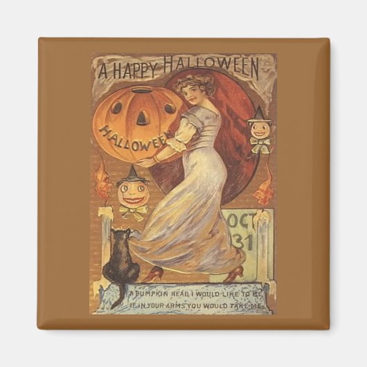 Halloween Woman en Jack o' Lantern Magneet (Voorkant)