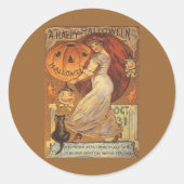 Halloween  Woman en Jack o' Lantern Ronde Sticker (Voorkant)