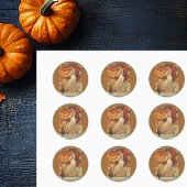 Halloween  Woman en Jack o' Lantern Ronde Sticker