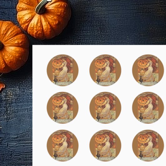Halloween  Woman en Jack o' Lantern Ronde Sticker
