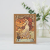  Halloween Woman Pumpkin Black Cat Briefkaart (Staand voorkant)