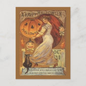  Halloween Woman Pumpkin Black Cat Briefkaart (Voorkant)