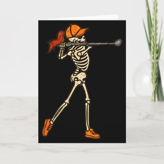 Halloween Women Golf Skeleton Funny Golf Halloween Kaart (Voorkant)